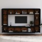 Mobili Porta TV 8 pz Neri in Legno Massello di Pino Mobili Porta TV 8 pz Neri in Legno Massello di Pino