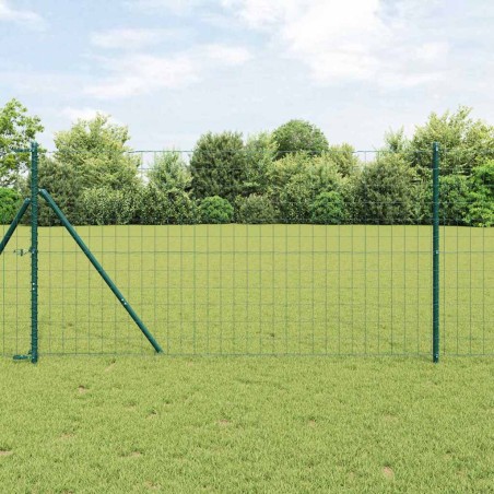 vidaXL Recinzione Euro con 13 post, 1x25m, in acciaio zincato verde