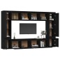 Mobili Porta TV 8 pz Neri in Legno Massello di Pino Mobili Porta TV 8 pz Neri in Legno Massello di Pino