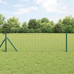 vidaXL Recinzione Euro di con 13 pali, 0.4x25 m, in acciaio galvanizzato verde
