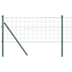 vidaXL Recinzione Euro di con 13 pali, 0.4x25 m, in acciaio galvanizzato verde