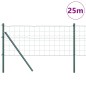vidaXL Recinzione Euro con 13 Pali 0,8x25 m in Acciaio Zincato Verde