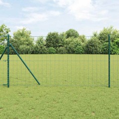 vidaXL Recinzione Euro con 13 pali di 1x25 m in acciaio galvanizzato verde.