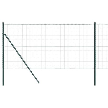 vidaXL Recinzione Euro con 13 pali di 1x25 m in acciaio galvanizzato verde.