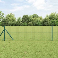 vidaXL Recinzione Euro con 13 pali 0.4x50 m in acciaio galvanizzato verde