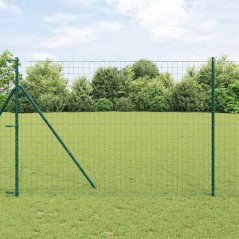 vidaXL Recinzione Euro con 7 paletti, 1.6 x 10 m in acciaio zincato verde