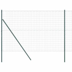 vidaXL Recinzione Euro con 7 paletti, 1.6 x 10 m in acciaio zincato verde