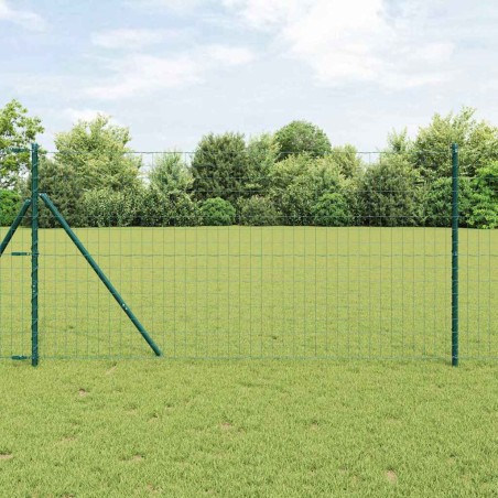 vidaXL Recinzione Euro con 13 pali, 1,2 x 25 m, in acciaio galvanizzato verde.