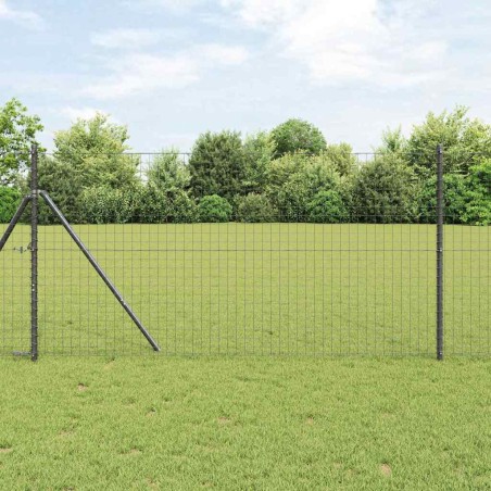 vidaXL Recinzione Euro con 7 post, 1x10 m, in acciaio zincato grigio