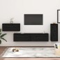 Mobili Porta TV 4 pz Neri in Legno Massello di Pino Mobili Porta TV 4 pz Neri in Legno Massello di Pino