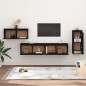 Mobili Porta TV 4 pz Neri in Legno Massello di Pino Mobili Porta TV 4 pz Neri in Legno Massello di Pino