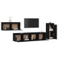Mobili Porta TV 4 pz Neri in Legno Massello di Pino Mobili Porta TV 4 pz Neri in Legno Massello di Pino