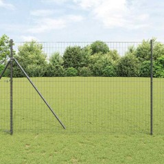 vidaXL Recinzione Euro con 7 pali, 1,5x10 m, in acciaio zincato grigio