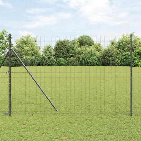 vidaXL Recinzione Euro con 7 pali, 1,6 x 10m in acciaio zincato grigio