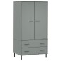 Armadio Gambe Metallo Grigio 90x55x172,5 cm Legno Massello OSLO Armadio Gambe Metallo Grigio 90x55x172,5 cm Legno Massello OSLO