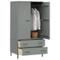 Armadio Gambe Metallo Grigio 90x55x172,5 cm Legno Massello OSLO Armadio Gambe Metallo Grigio 90x55x172,5 cm Legno Massello OSLO