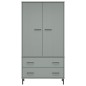 Armadio Gambe Metallo Grigio 90x55x172,5 cm Legno Massello OSLO Armadio Gambe Metallo Grigio 90x55x172,5 cm Legno Massello OSLO