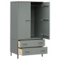 Armadio Gambe Metallo Grigio 90x55x172,5 cm Legno Massello OSLO Armadio Gambe Metallo Grigio 90x55x172,5 cm Legno Massello OSLO