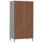 Armadio Gambe Metallo Grigio 90x55x172,5 cm Legno Massello OSLO Armadio Gambe Metallo Grigio 90x55x172,5 cm Legno Massello OSLO