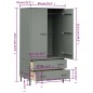 Armadio Gambe Metallo Grigio 90x55x172,5 cm Legno Massello OSLO Armadio Gambe Metallo Grigio 90x55x172,5 cm Legno Massello OSLO