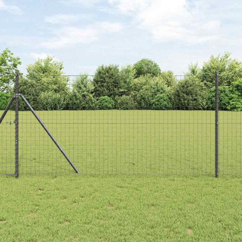 vidaXL Recinzione Euro con 13 pali, 1.2 x 25 m, in acciaio zincato grigio