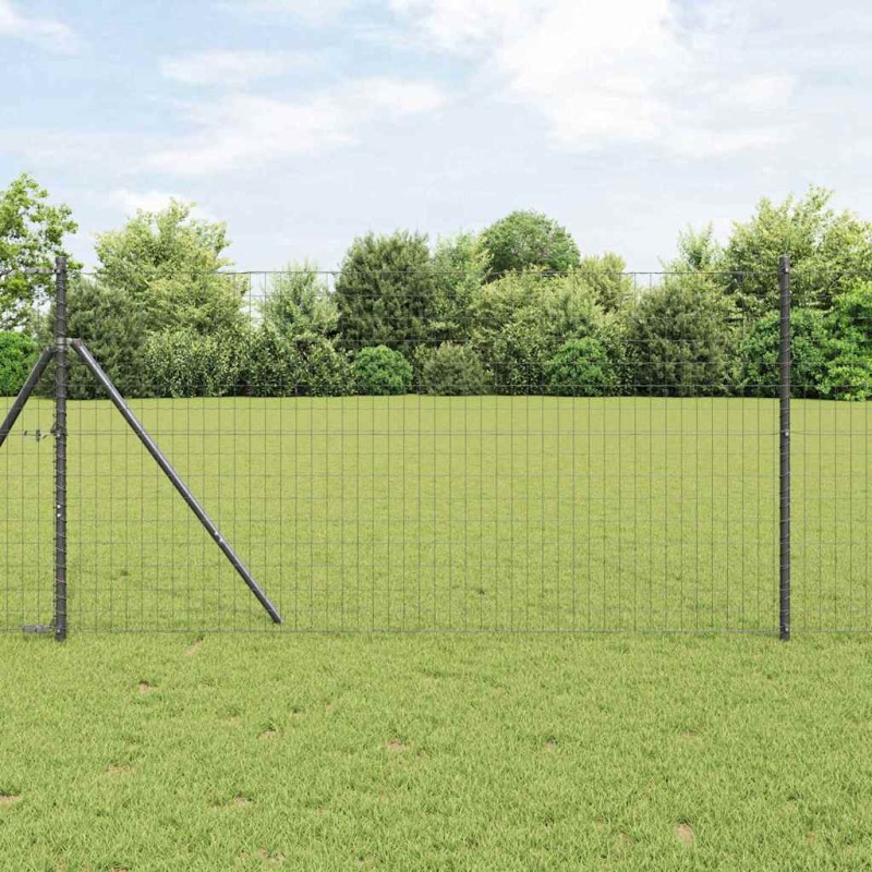 vidaXL Recinzione Euro con 13 post, 1,2 x 25m in acciaio galvanizzato grigio