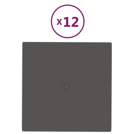 Pannelli Murali 12 pz Grigio Scuro 30x30 cm in Tessuto 1,08 m²