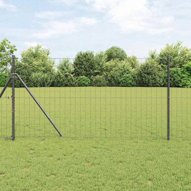 vidaXL Recinzione Euro con 13 paletti, 1x25 m in acciaio galvanizzato grigio
