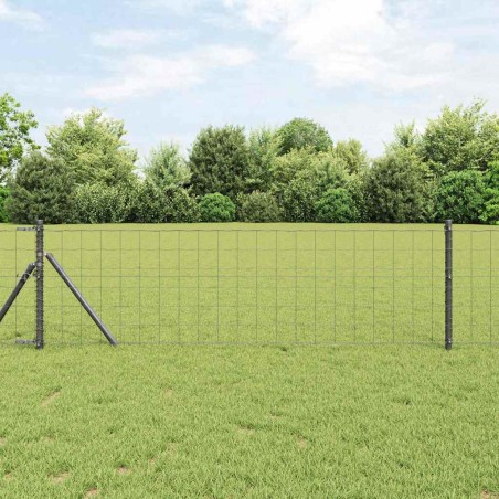 vidaXL Recinzione Euro con 13 post, 0.6 x 25 m, in acciaio galvanizzato grigio