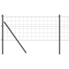 vidaXL Recinzione Euro con 13 post, 0.6 x 25 m, in acciaio galvanizzato grigio