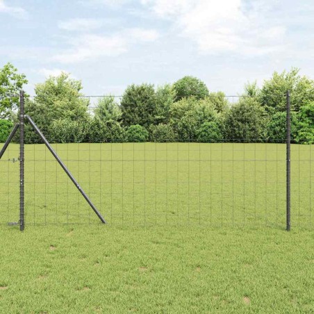 vidaXL Recinzione Euro con 13 paletti di 1x25 m in acciaio zincato grigio.