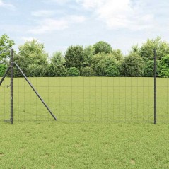 vidaXL Recinto Euro con 13 posti, 1,2 x 25 m, in acciaio galvanizzato grigio.