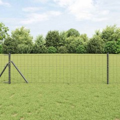 vidaXL Recinzione Euro con 13 posti, 0.4 x 50m in acciaio zincato grigio