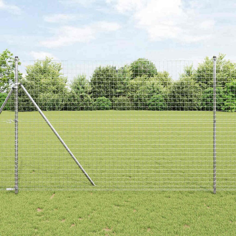 vidaXL Recinzione Euro di con 7 post, 1,5 x 10 m in acciaio galvanizzato