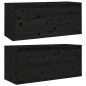 Pensili 2 pz Neri 80x30x35 cm in Legno Massello di Pino Pensili 2 pz Neri 80x30x35 cm in Legno Massello di Pino