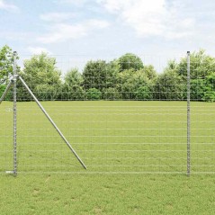vidaXL Euro Fence con 7 pali, 1.5x10 m in acciaio zincato