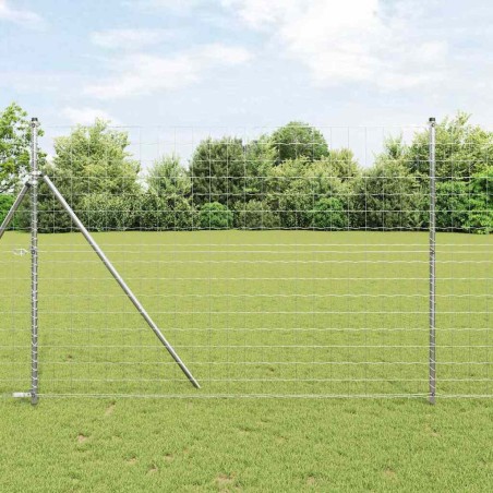 vidaXL Euro Fence con 7 pali, 1.5x10 m in acciaio zincato