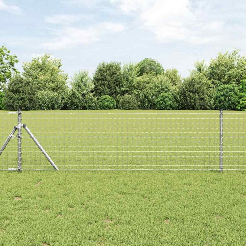 vidaXL Recinzione Euro con 13 pali, 0,6x25 m in acciaio zincato
