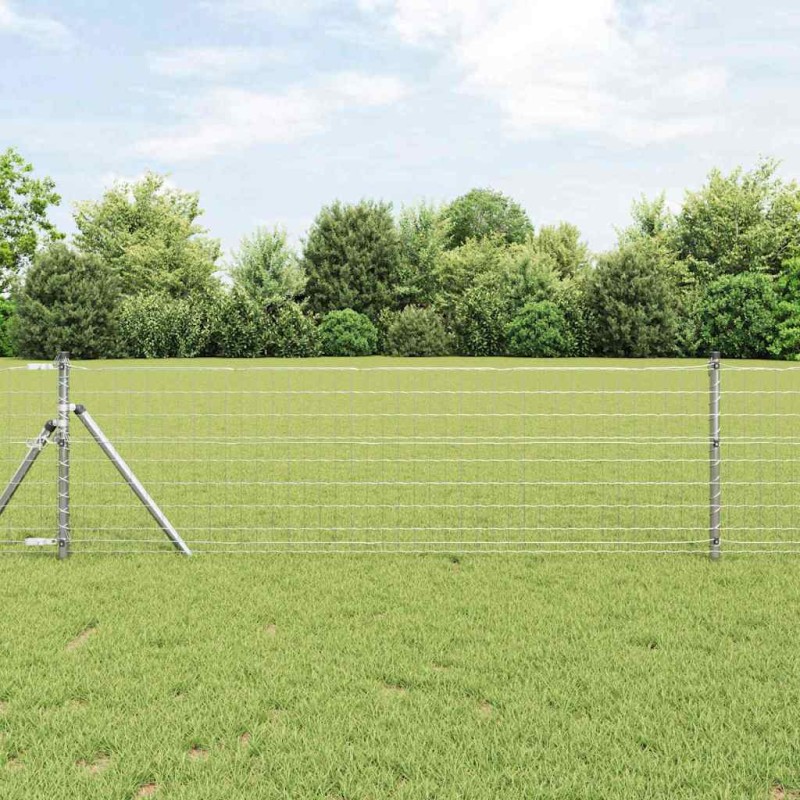 vidaXL Recinzione Euro con 13 post, 0.8 x 25 m, in acciaio zincato