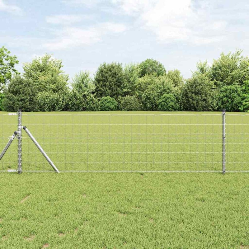 vidaXL Recinzione Euro con 13 poste, 0.4 x 25 m in acciaio zincato