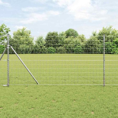 vidaXL Recinzione Euro con 13 pali, 1 x 25 m in acciaio zincato