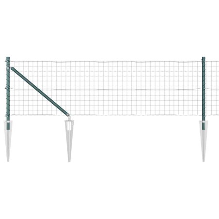 vidaXL Cancello Euro con 7 pilastri a punta, 0.4 x 10m, in acciaio galvanizzato verde