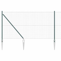 vidaXL Recinto Euro con 7 pali a punta, 1,4x10 m in acciaio zincato verde