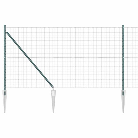 vidaXL Recinto Euro con 7 pali a punta, 1,4x10 m in acciaio zincato verde