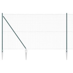 vidaXL Recinzione Euro con 7 pali a punta, 1,6 x 10 m, in acciaio zincato verde