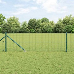 vidaXL Recinzione Euro con 7 pali a punta da 0,6 x 10 m in acciaio galvanizzato verde
