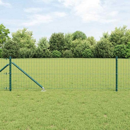 vidaXL Recinzione Euro con 7 pali a punta da 0,6 x 10 m in acciaio galvanizzato verde