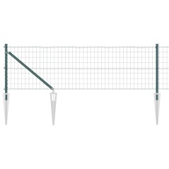 vidaXL Recinzione Euro con 7 pali a punta da 0,6 x 10 m in acciaio galvanizzato verde