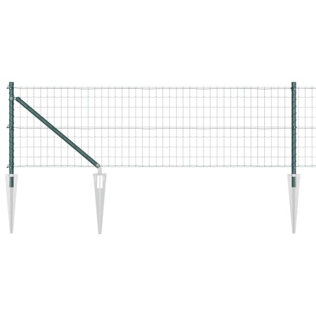 vidaXL Recinzione Euro con 7 pali a punta, 0.8 x 10 m, in acciaio zincato verde