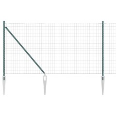 vidaXL Recinzione Euro con 7 pali a spillo 1x10 m in acciaio zincato verde